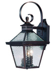 Bronze And Clear Three Light Hammered Dimmable Outdoor Hanging Lights With Bronze And Clear Shades