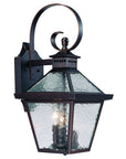 Bronze And Clear Three Light Hammered Dimmable Outdoor Hanging Lights With Bronze And Clear Shades