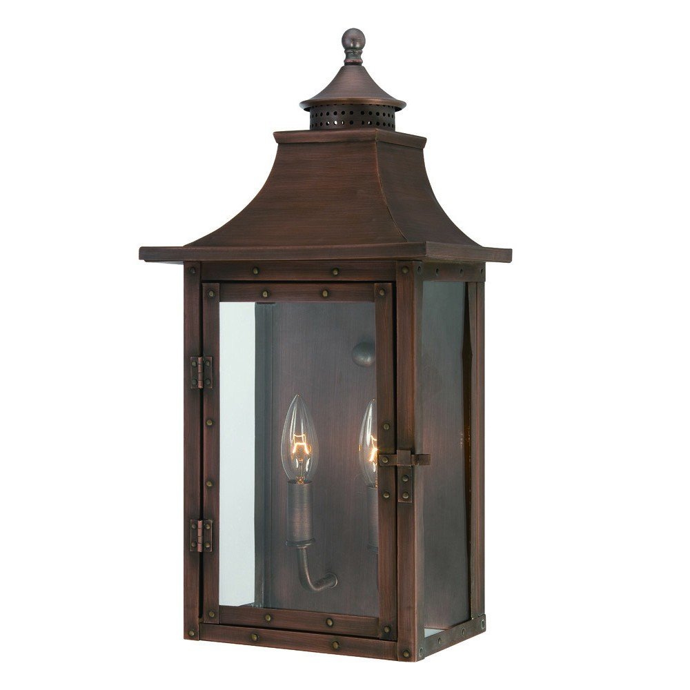 Two Light Transparent Dimmable Outdoor Hanging Lights With Copper And Clear Shades