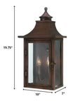 Two Light Transparent Dimmable Outdoor Hanging Lights With Copper And Clear Shades