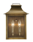Brass And Clear Two Light Transparent Dimmable Outdoor Hanging Lights With Brass And Clear Shades