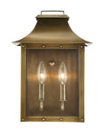 Brass And Clear Two Light Transparent Dimmable Outdoor Hanging Lights With Brass And Clear Shades