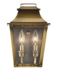 Brass And Clear Two Light Transparent Dimmable Outdoor Hanging Lights With Brass And Clear Shades
