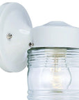 White Standard Jelly Jar One Light Outdoor Wall Light