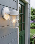White Standard Jelly Jar One Light Outdoor Wall Light