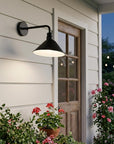 Wide Shade Matte Black LED Wall Light