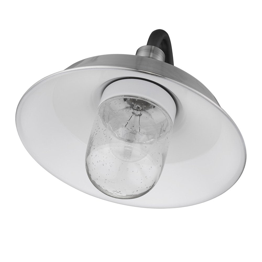 Silver Seeded Dimmable Outdoor Hanging Light With Silver Shades