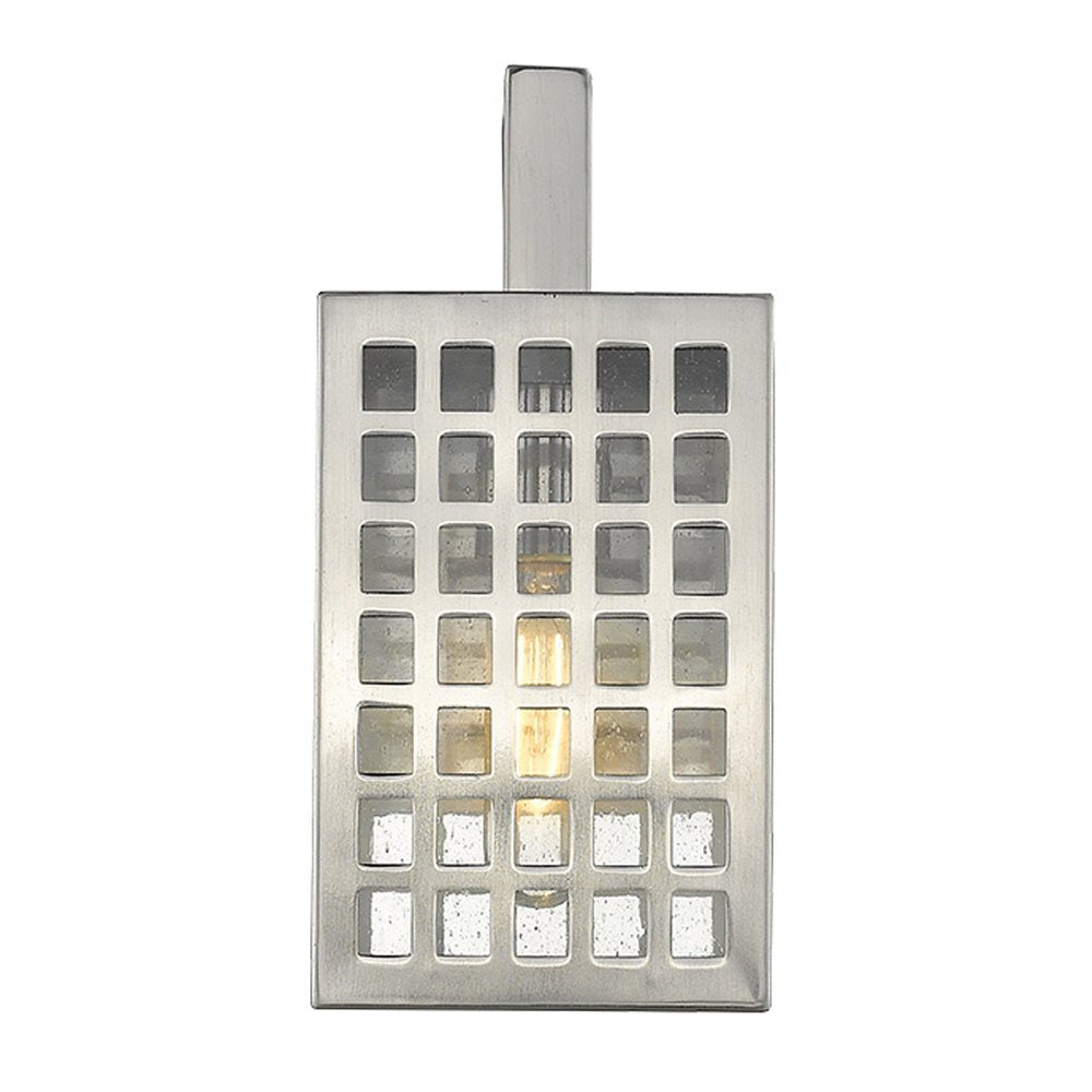 Silver And Clear Seeded Dimmable Outdoor Hanging Light With Silver And Clear Shades