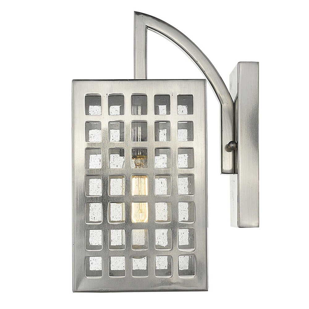 Silver And Clear Seeded Dimmable Outdoor Hanging Light With Silver And Clear Shades