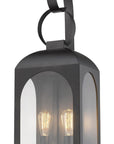 Black And Clear Two Light Transparent Dimmable Outdoor Hanging Lights With Black And Clear Shades