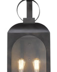 Black And Clear Two Light Transparent Dimmable Outdoor Hanging Lights With Black And Clear Shades