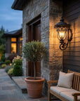 Black And Clear Seeded Dimmable Outdoor Hanging Light With Black And Clear Shades