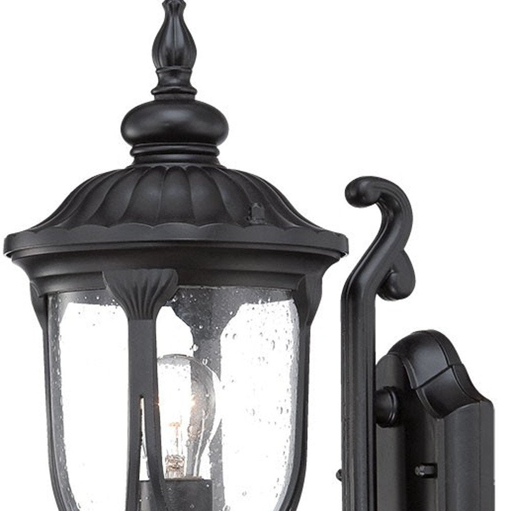 Black And Clear Seeded Dimmable Outdoor Hanging Light With Black And Clear Shades