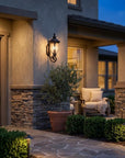 Black And Clear Seeded Dimmable Outdoor Hanging Light With Black And Clear Shades