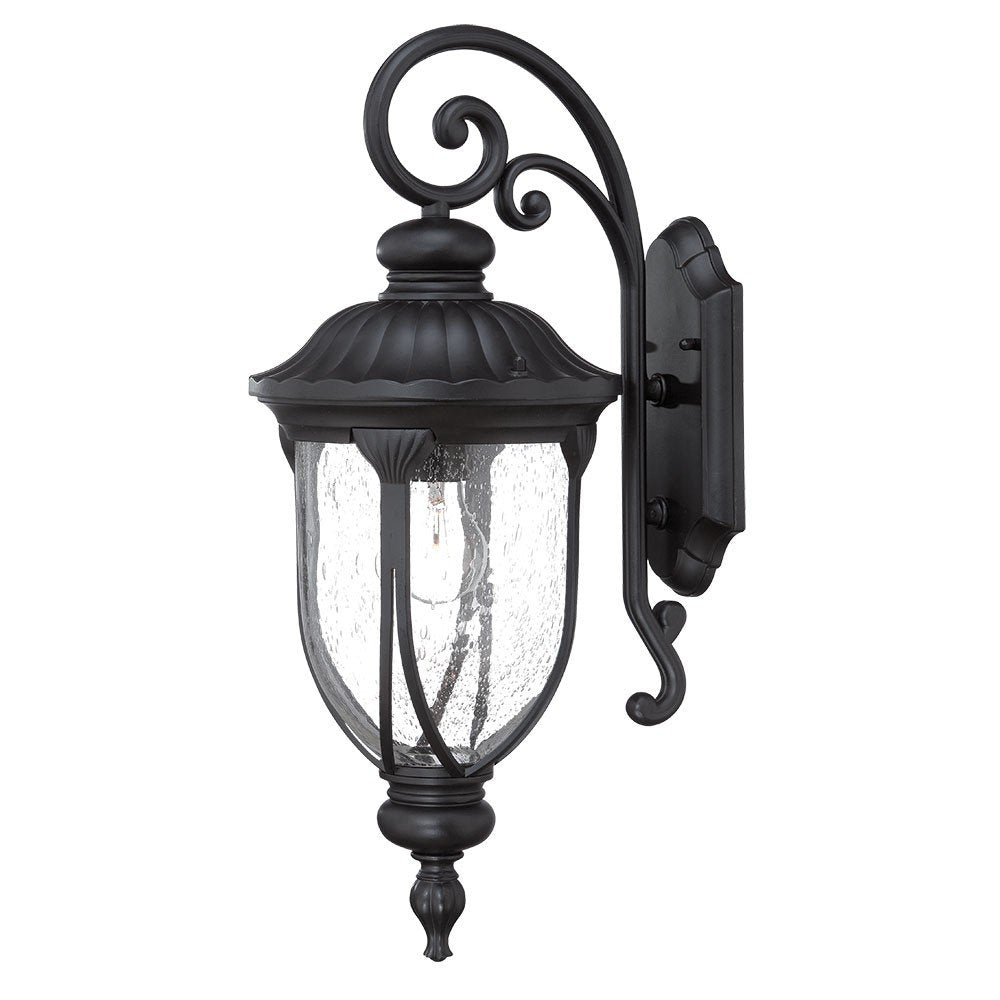 Black And Clear Seeded Dimmable Outdoor Hanging Light With Black And Clear Shades
