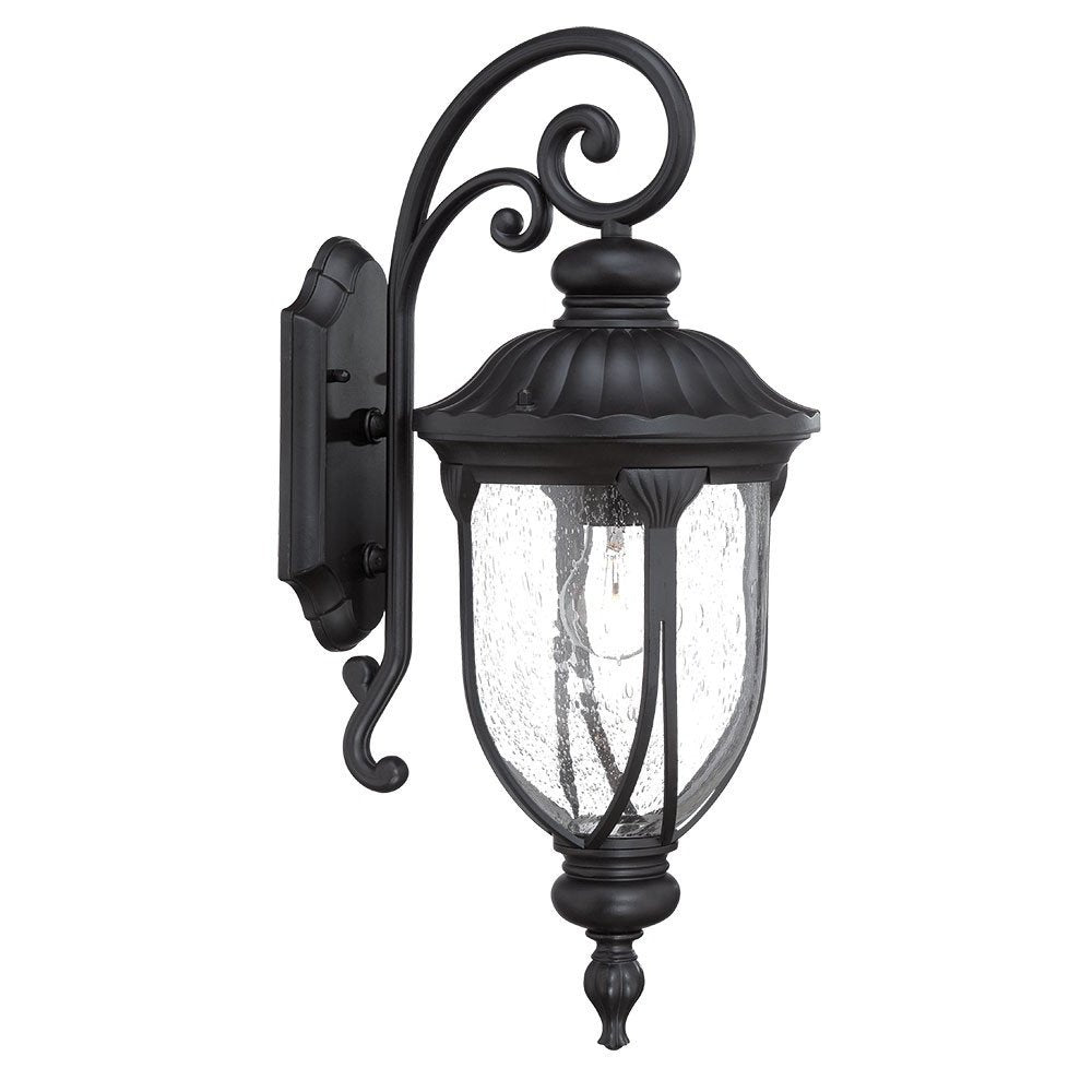 Black And Clear Seeded Dimmable Outdoor Hanging Light With Black And Clear Shades