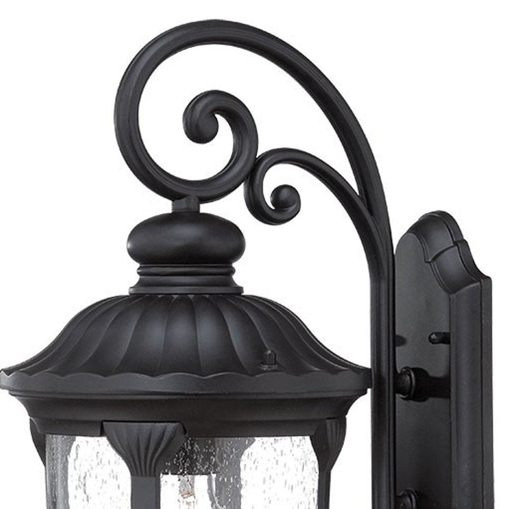 Black And Clear Seeded Dimmable Outdoor Hanging Light With Black And Clear Shades