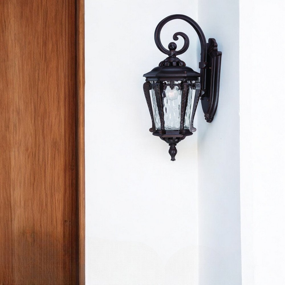 Black And Clear Hammered Dimmable Outdoor Hanging Light With Black And Clear Shades