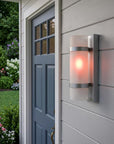 Brushed Silver and White Glass Wall Sconce