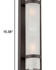 Two Light Bronze and White Glass Wall Sconce