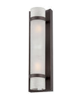 Two Light Bronze and White Glass Wall Sconce