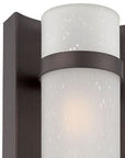Two Light Bronze and White Glass Wall Sconce