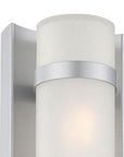 Two Light Brushed Silver and White Glass Wall Sconce