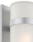 Two Light Brushed Silver and White Glass Wall Sconce