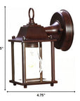 Dark Brown Hanging Glass Lantern Wall Light