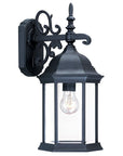 Narrow Matte Black Domed Hanging Glass Lantern Wall Light