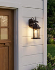 Narrow Matte Black Domed Hanging Glass Lantern Wall Light