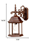 Narrow Brown Domed Hanging Glass Lantern Wall Light