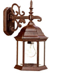 Narrow Brown Domed Hanging Glass Lantern Wall Light