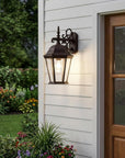 Matte Black Domed Glass Hanging Lantern Wall Light