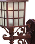 Dark Brown Window Pane Lantern Wall Sconce