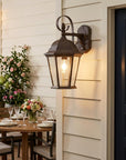 XL Dark Brown Swing Arm Hanging Lantern Wall Light