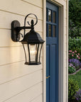 Matte Black Swing Arm Hanging Lantern Wall Light