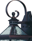 Two Light Antique Bronze Hammered Glass Wall Light