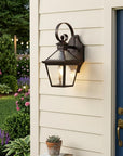 Two Light Antique Bronze Hammered Glass Wall Light