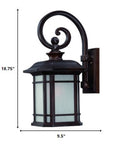 XL Antique Bronze Frosted Linen Glass Lantern Wall Light