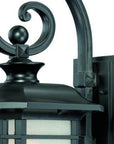 XL Matte Black Frosted Linen Glass Lantern Wall Light