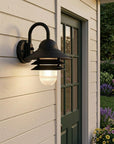 Matte Black Three Tier Lamp Shade Outdoor Wall Light