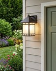 XL Antique Bronze Frosted Glass Lantern Wall Light