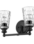 9" Black And Clear Metal and Glass Vanity Flush Mounted Sconce