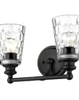 9" Black And Clear Metal and Glass Vanity Flush Mounted Sconce