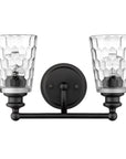 9" Black And Clear Metal and Glass Vanity Flush Mounted Sconce