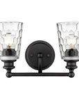 9" Black And Clear Metal and Glass Vanity Flush Mounted Sconce