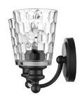 9" Black And Clear Metal and Glass Vanity Flush Mounted Sconce