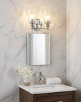 9" Silver And Clear Metal and Glass Vanity Flush Mounted Sconce