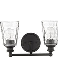 9" Black And Clear Metal and Glass Vanity Flush Mounted Sconce